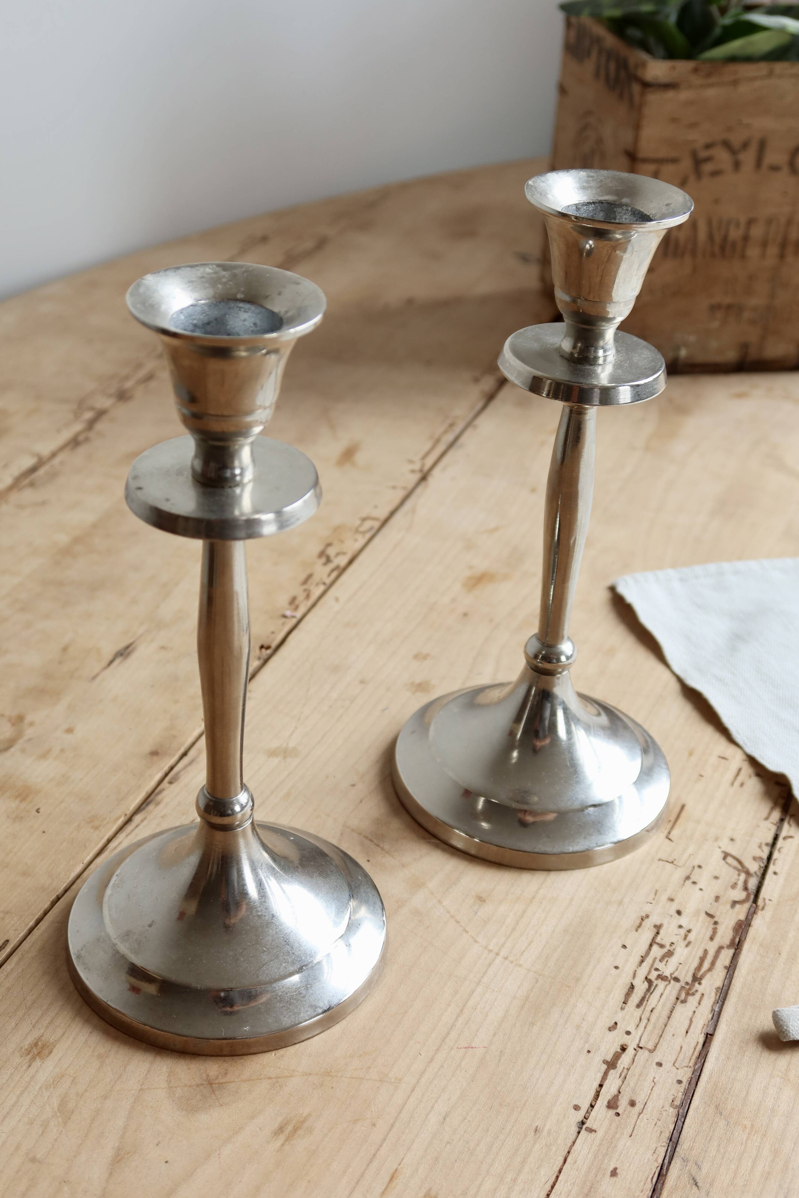 Pair of vintage silver-plated candlesticks