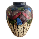 Vase Art nouveau, décor floral, E. Huber Roethe, Allemagne, années 1920