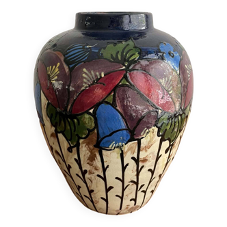 Jugendstil vase, floral decor, E. Huber Roethe, Germany, 1920s