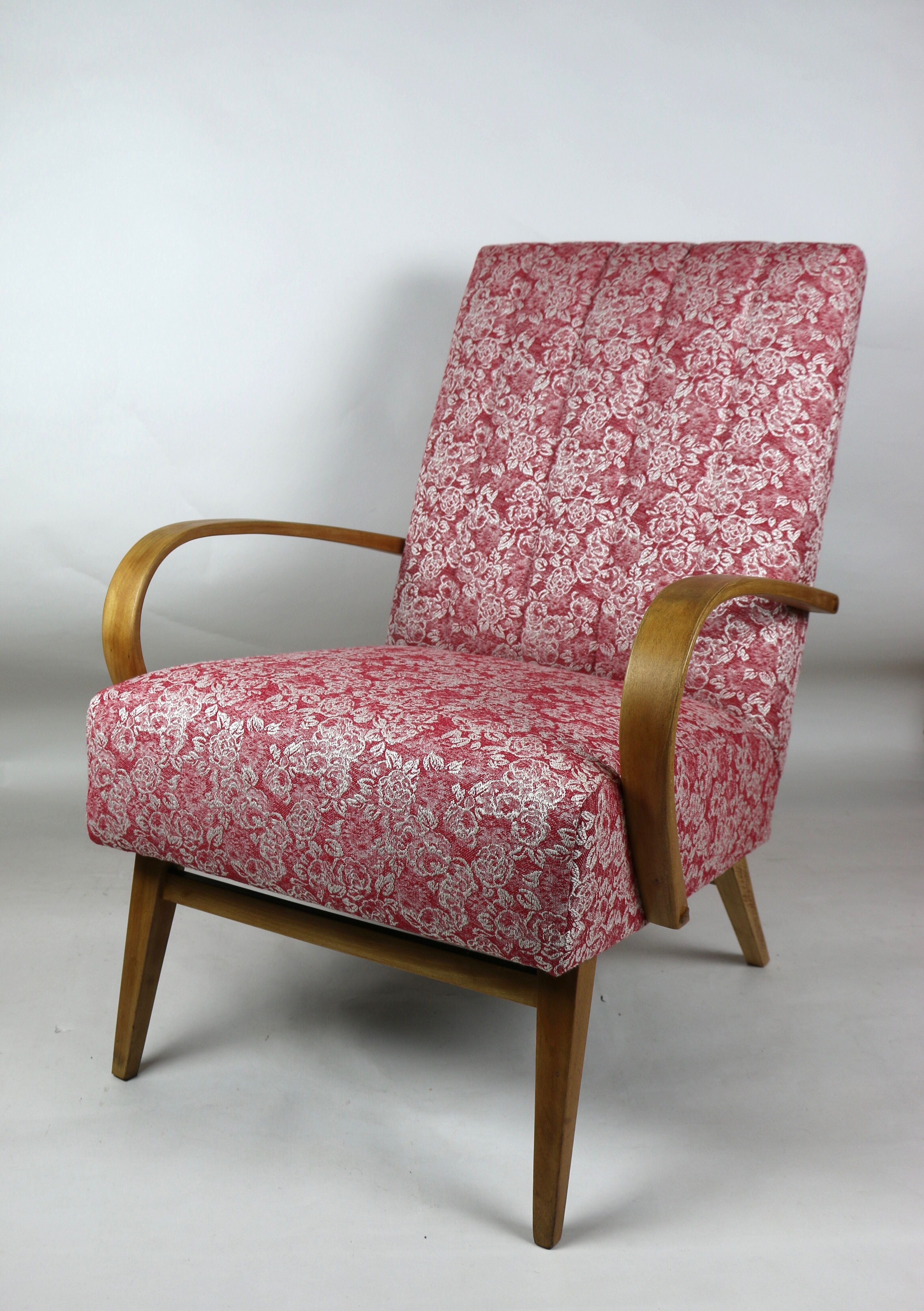 Art deco style rose velvet armchair, 1970s