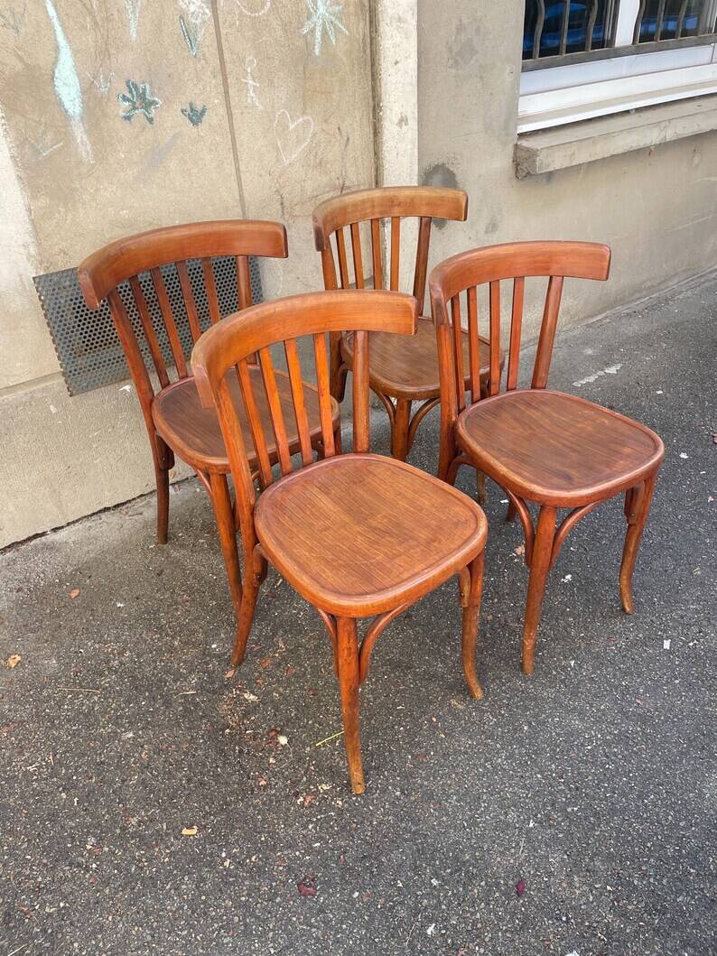 Lot de 4 Chaises bistrot vintage, chaise vintage, chaise de salle à manger - chaise bistrot vintage rétro
