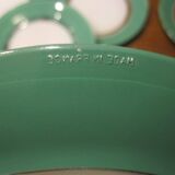 8 small vintage green and white duralex plates