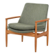 Scandinavian oak and sage-green wool armchair