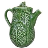 Cafetière en barbotine à décor de chou vert. Fabriquée au portugal. Très bon état.