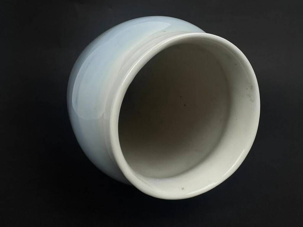 Copenhagen porcelain vase, hand-painted winter decoration, circa 1900-1920.