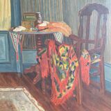 Oil on canvas inside the shawl