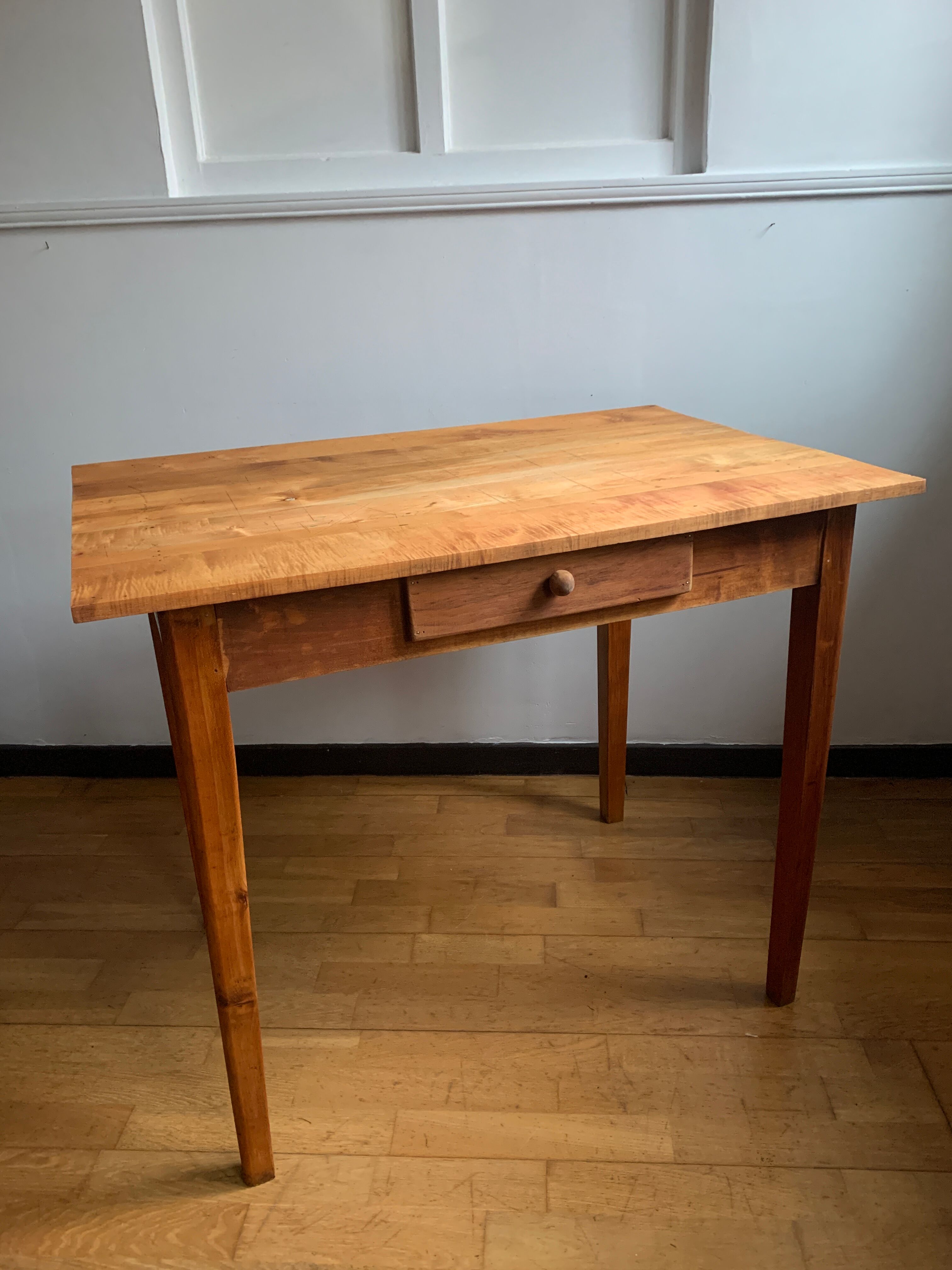 Wooden farmhouse table