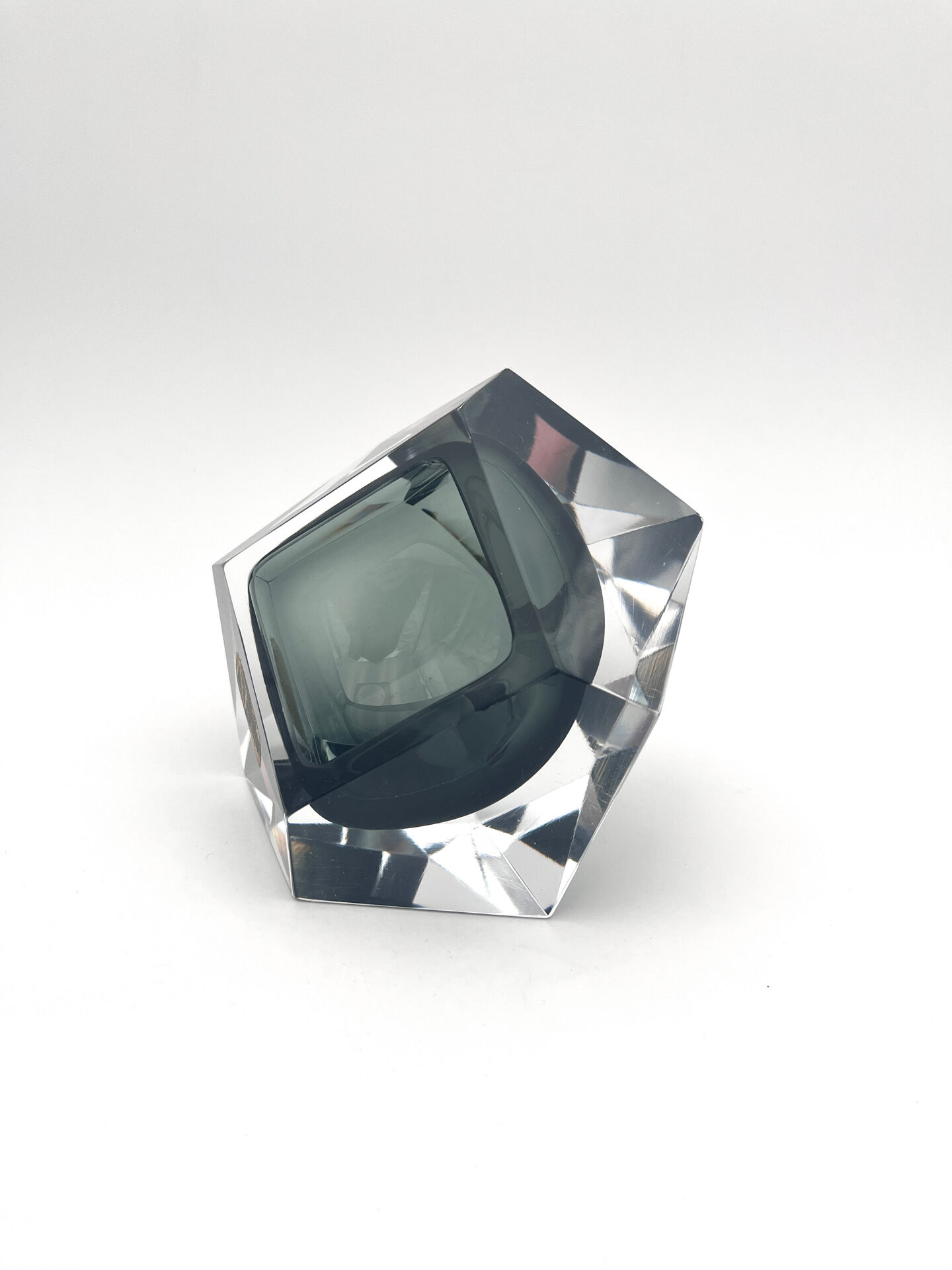 Murano Bowl V. Nason & C. Geometric Smoke 15cm 1.17kg