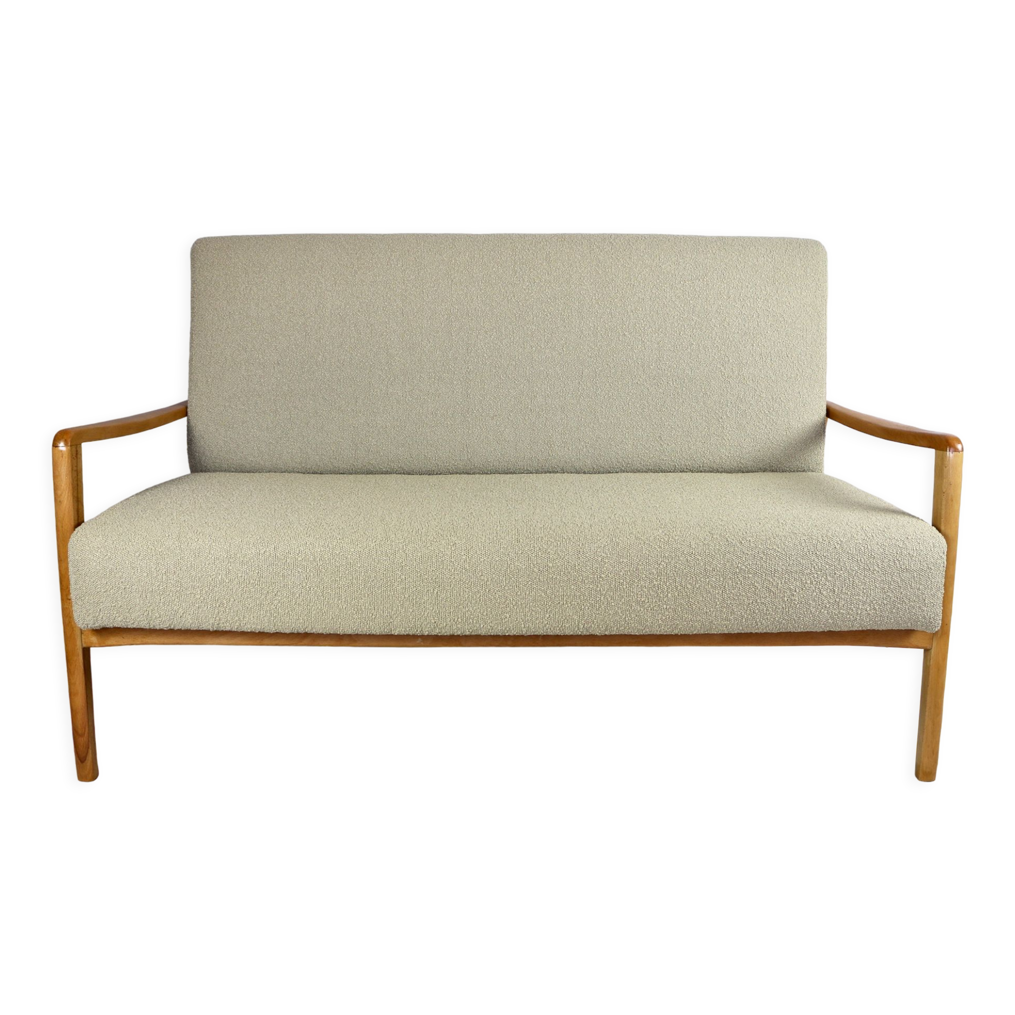 Vintage beige boucle 2-3 person sofa, 1970s
