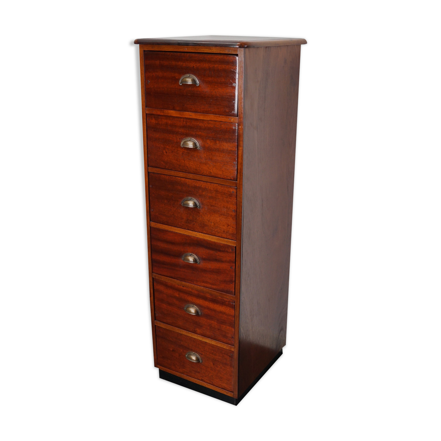 Dutch Industrial Mahogany Apothecary Cabinet, Mid-20th Century