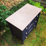 Chest of drawers 3 drawers in restyled wood