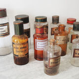 Old pharmacy jar, apothecary bottle, crystallized boric acid