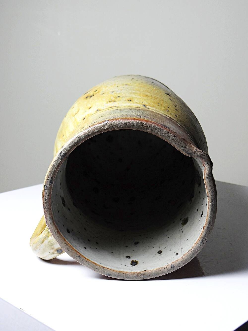 Large antique stoneware jug from Puisaye, pyritic, late 19th century.
