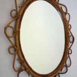 Rare oval bamboo mirror circa 1960