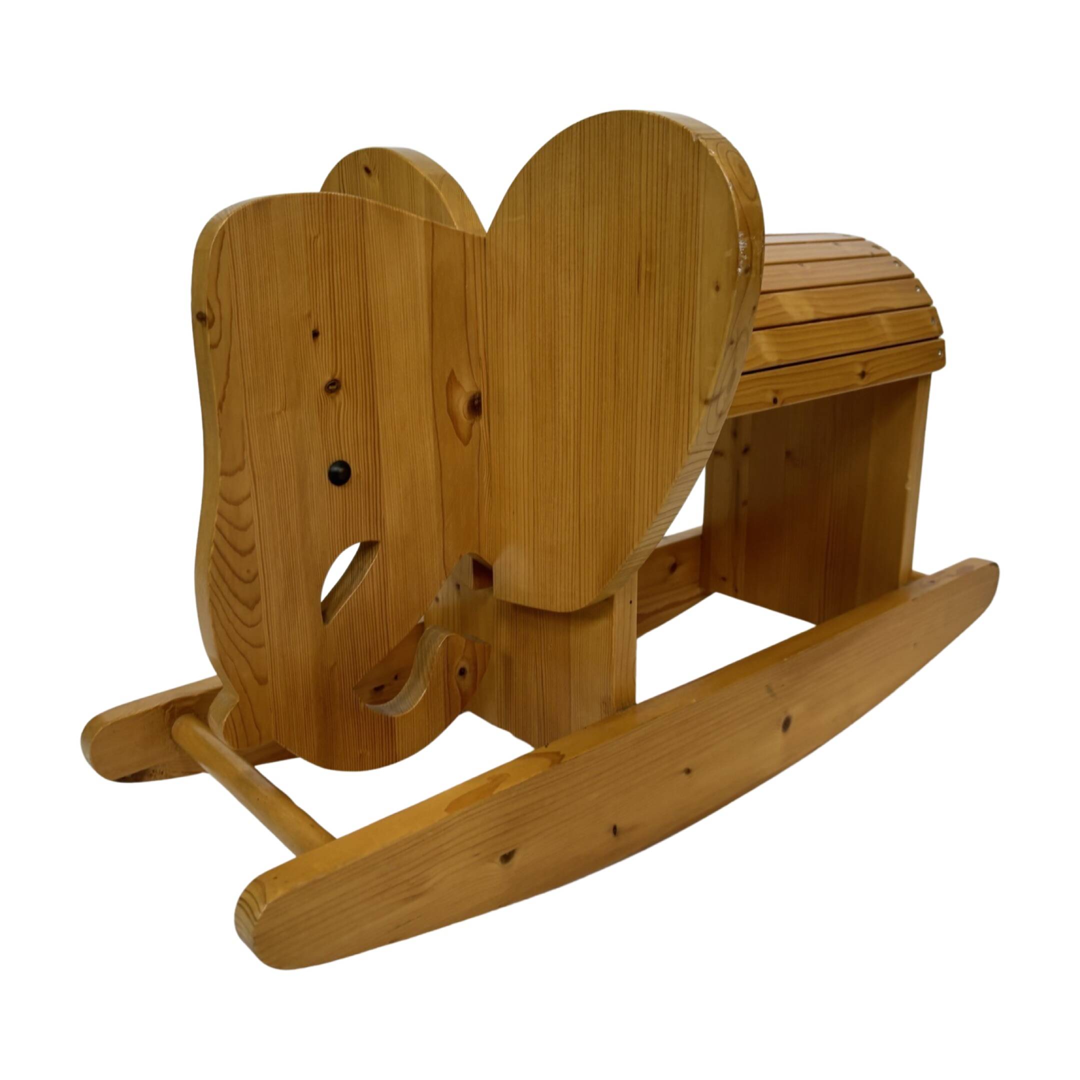 Vintage Swedish design Wooden Rocking Elephant jr  80's design