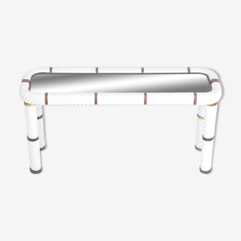 1970s Tommaso Barbi white ceramic and brass console table