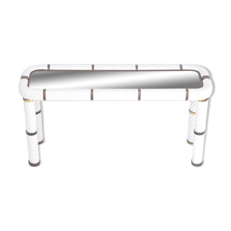 1970s Tommaso Barbi white ceramic and brass console table