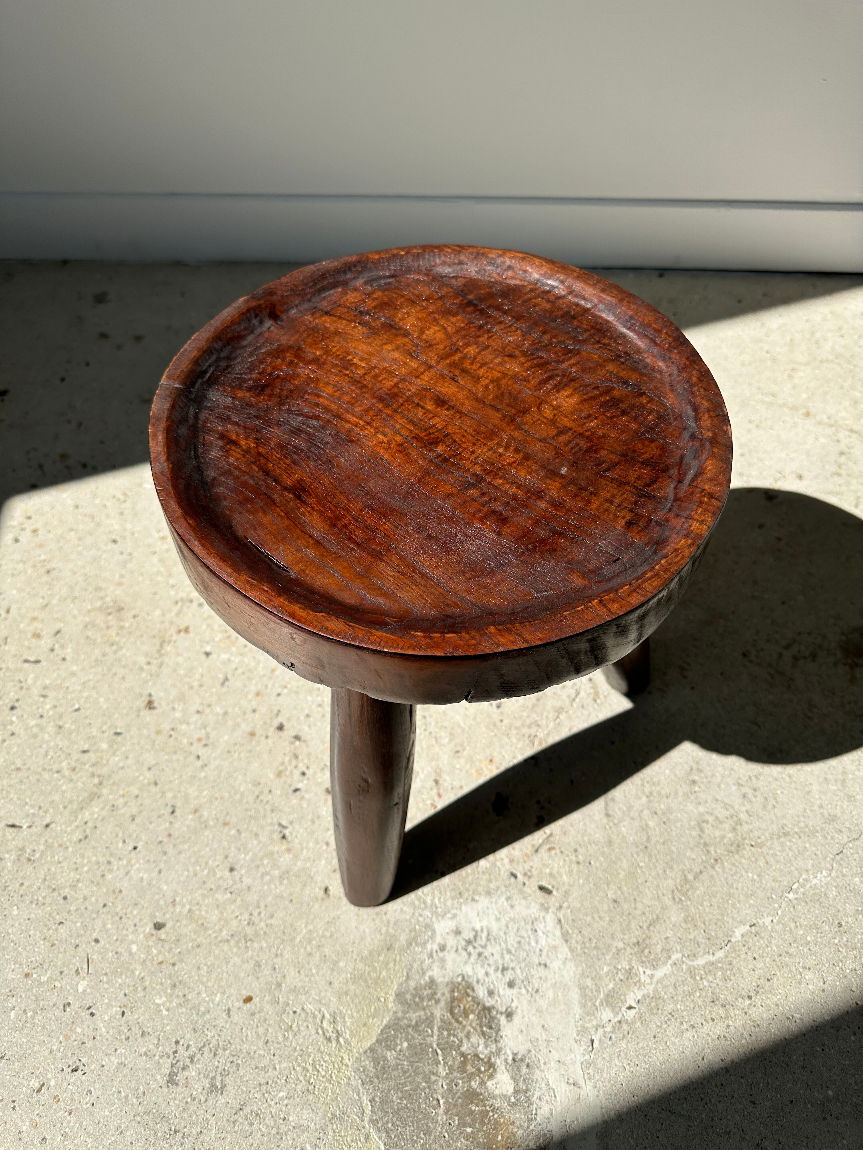 Brown solid wood stool hollow circular seat