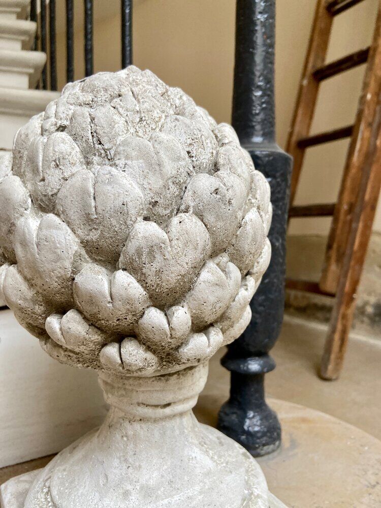 Ornamental artichoke in bleached concrete