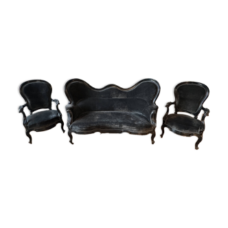 Ensemble canapé + 2 fauteuils Napoléon III restaurés