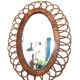 Oval rattan mirror 50 cm circa 1960