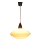 Uno & Östen Kristiansson white opaline teak pedant for Luxus, Sweden, 1950s