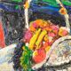 Peinture à l'huile moderniste méditerranéenne sans signature, France, milieu du 20e siècle