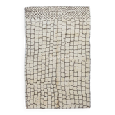 Modern Moroccan Berber Rug Made of Natural Ivory & Brown Wool, Beni Ourain Hand-Knotted Carpet