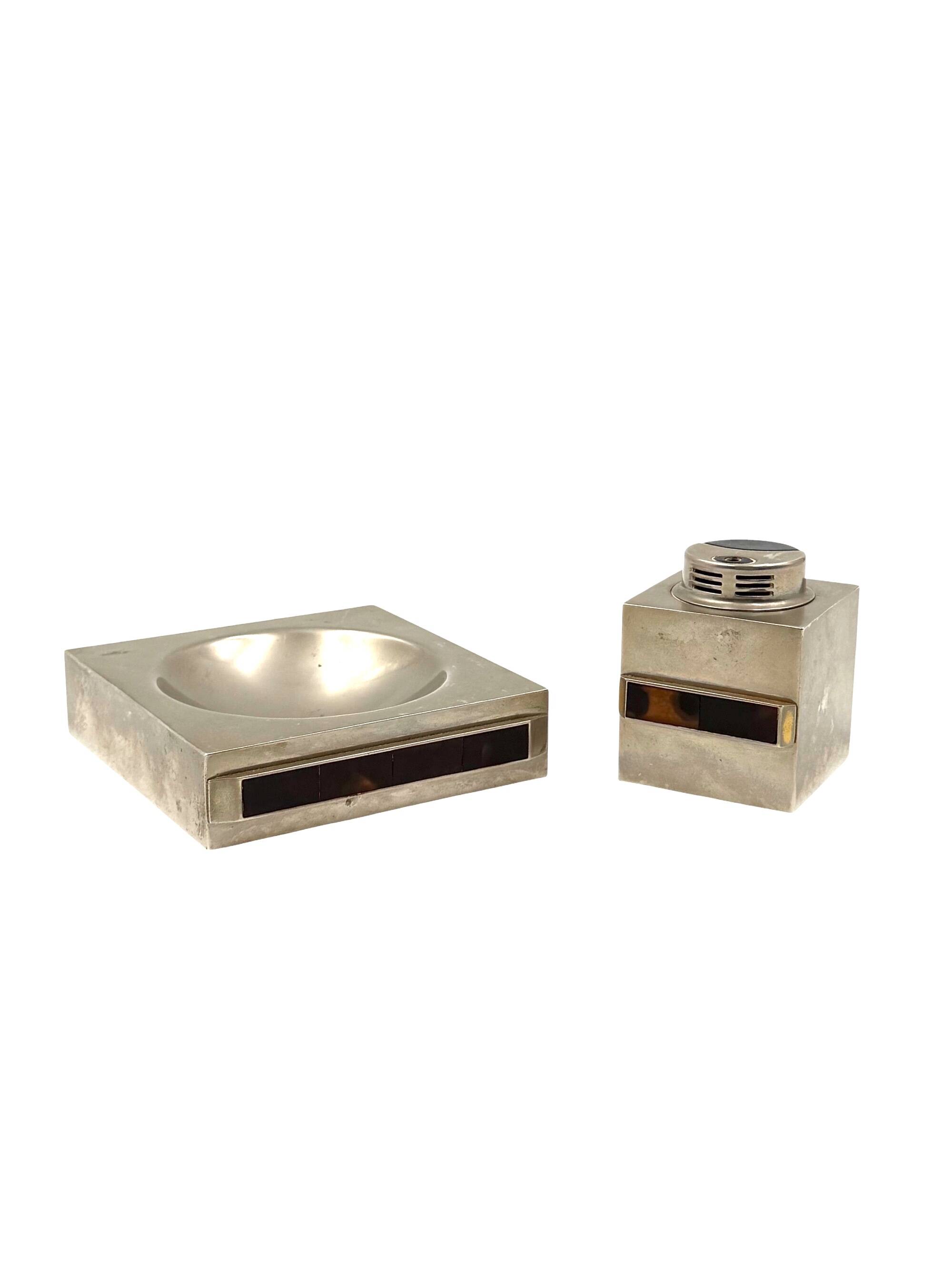 Table top smoking set, ashtray and table lighter, Italy 1970