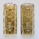Pair of glass and brass wall lights by Carl Fagerlund for Orrefors, 1960.