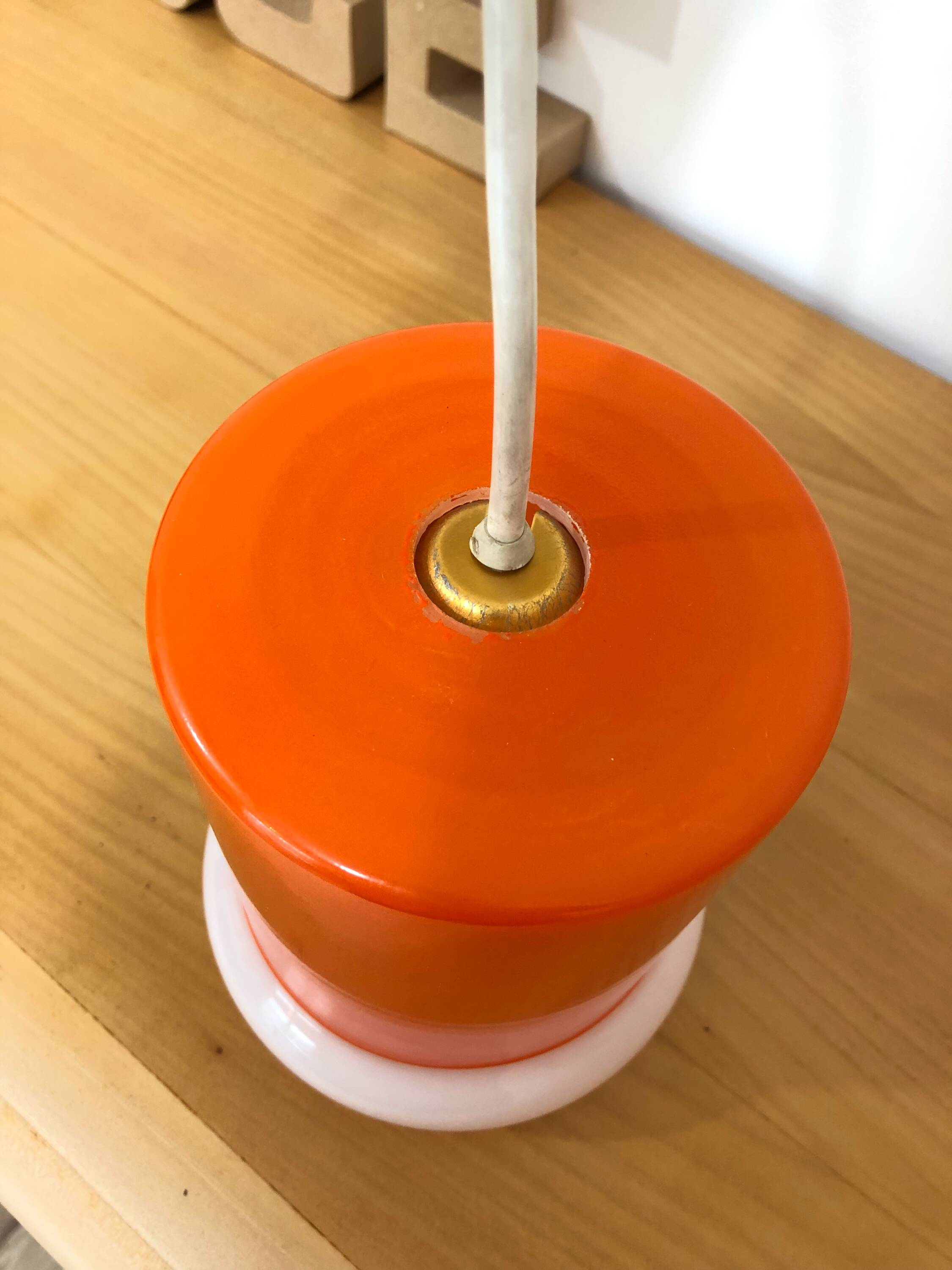 Orange opaline pendant light, 1970s