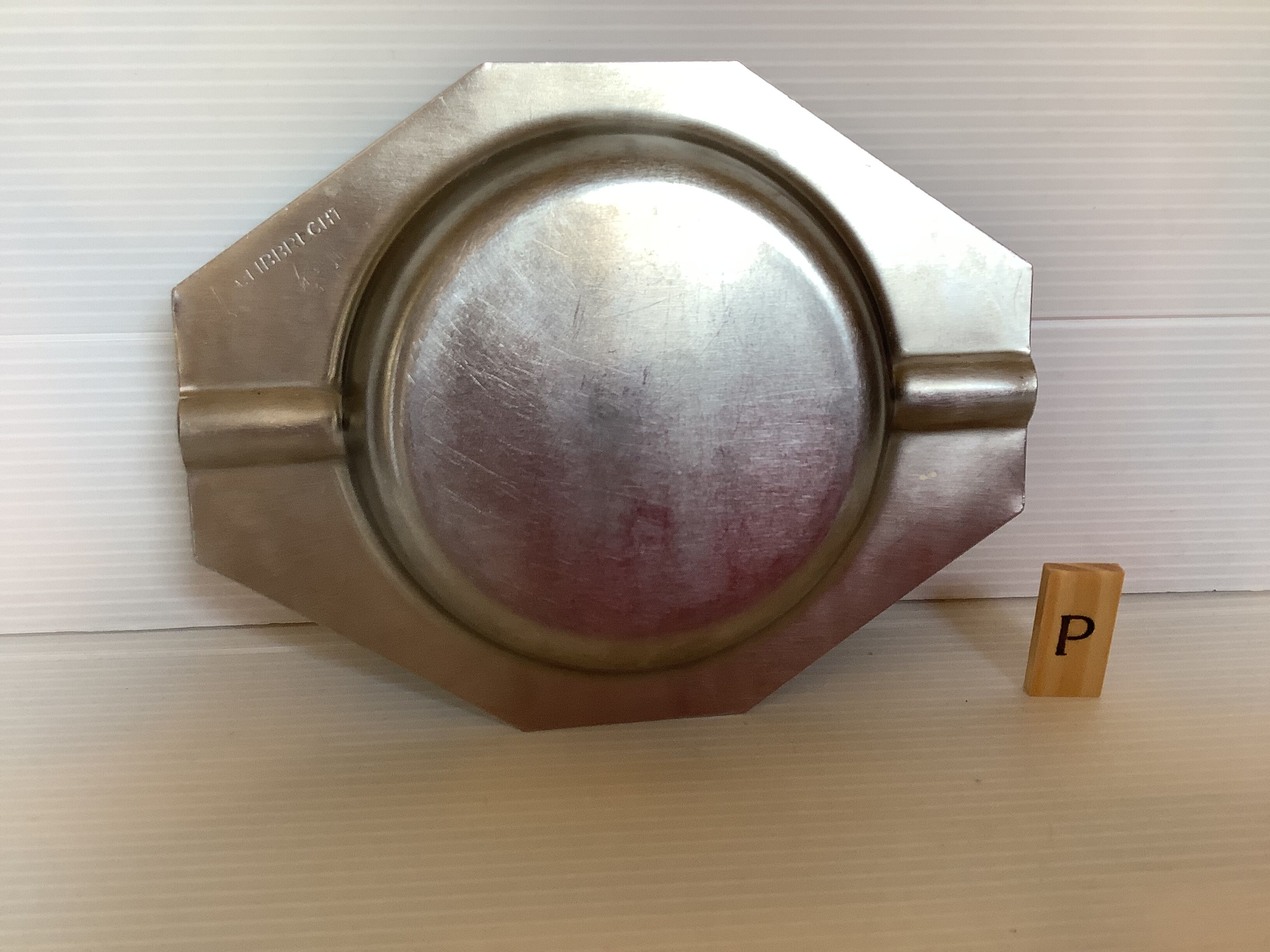 Old empty ashtray octagon stainless steel Libbrecht