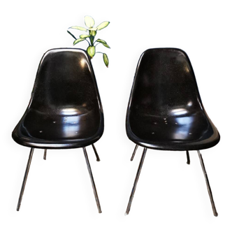 Chaises DSX noir grise de Charles et Ray Eames pour Herman miller