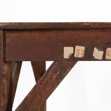 French industrial console table in solid wood, 1920s