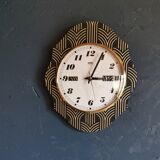 Vintage formica clock silent wall pendulum "Odo black gold"