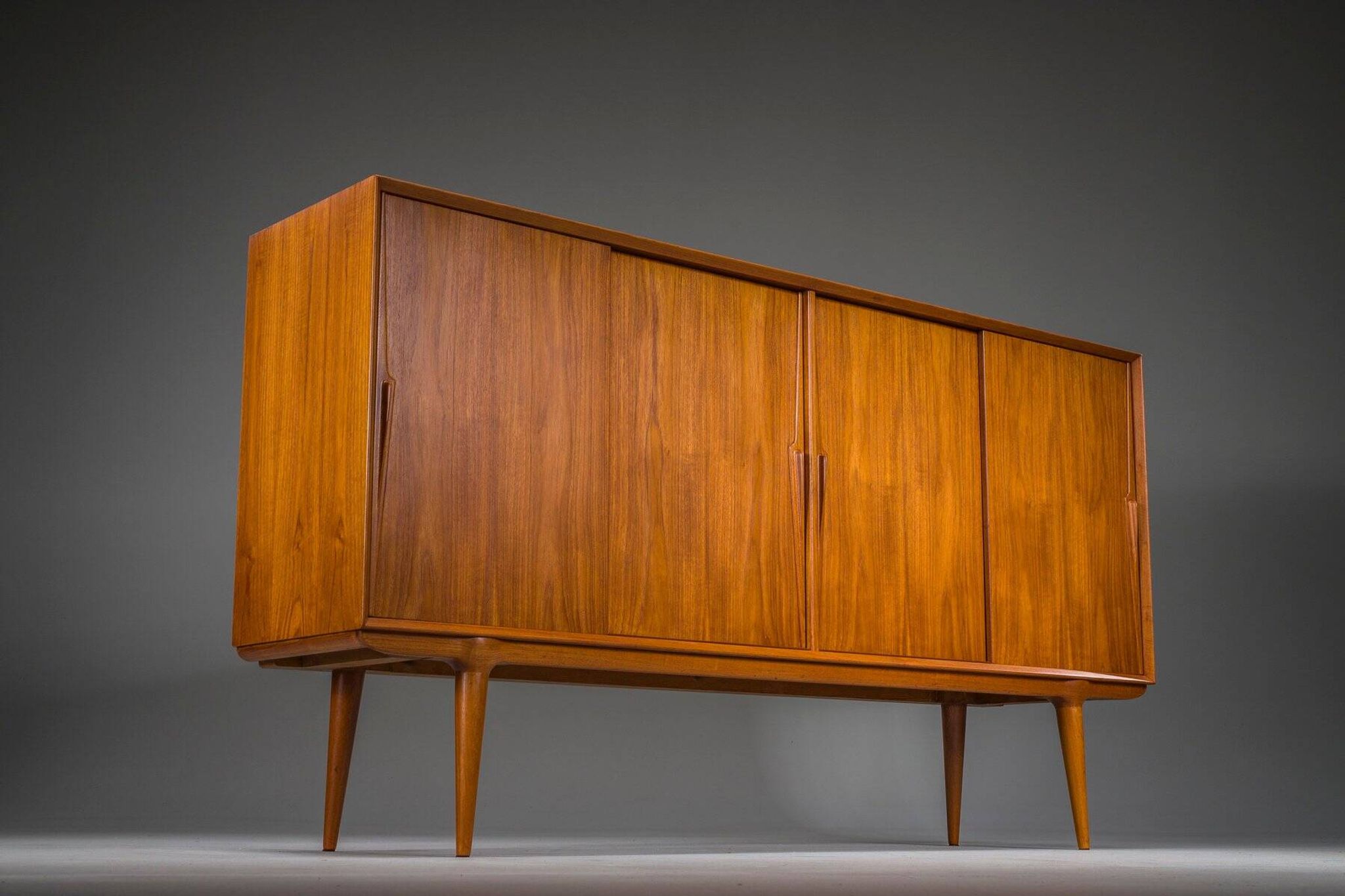 Model 19 teak highboard by Gunni Omann for Omann Jun, Denmark, 1960s