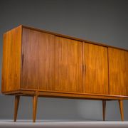 Model 19 teak highboard by Gunni Omann for Omann Jun, Denmark, 1960s