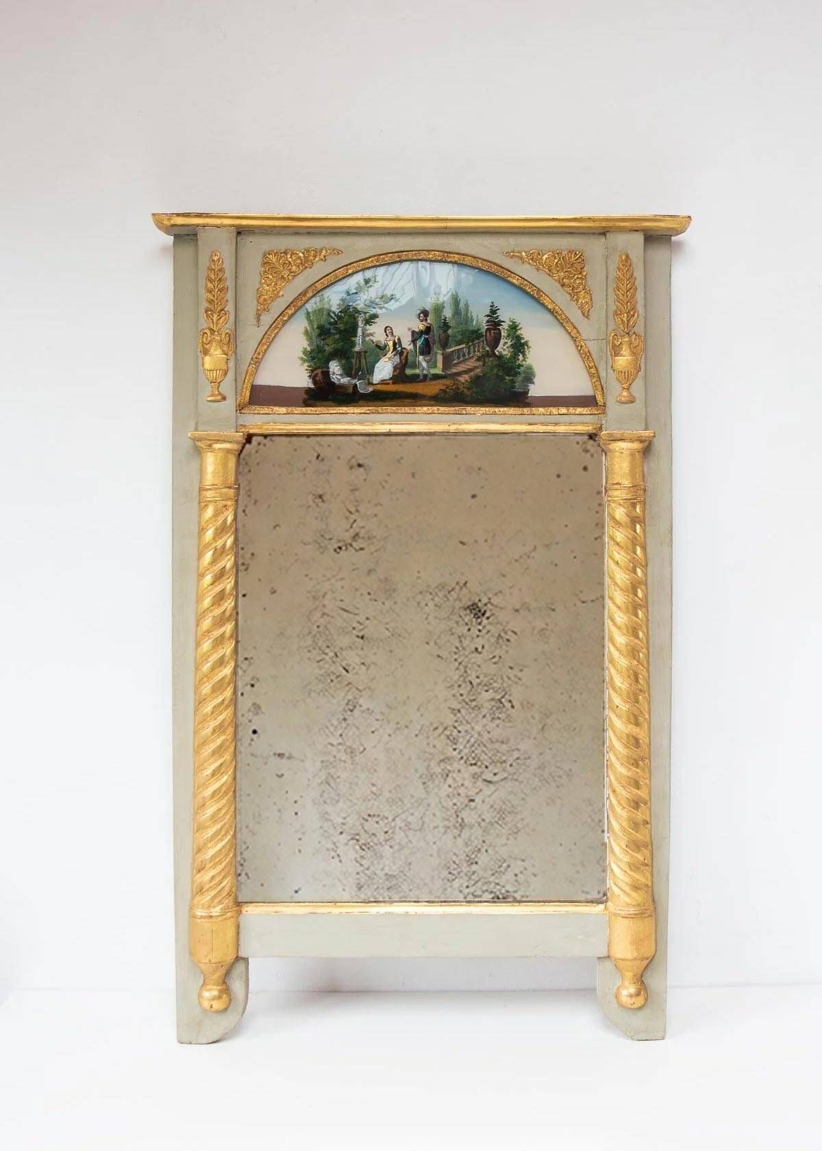 Antique French trumeau mirror Restoration glass painting c. 1830 (83)