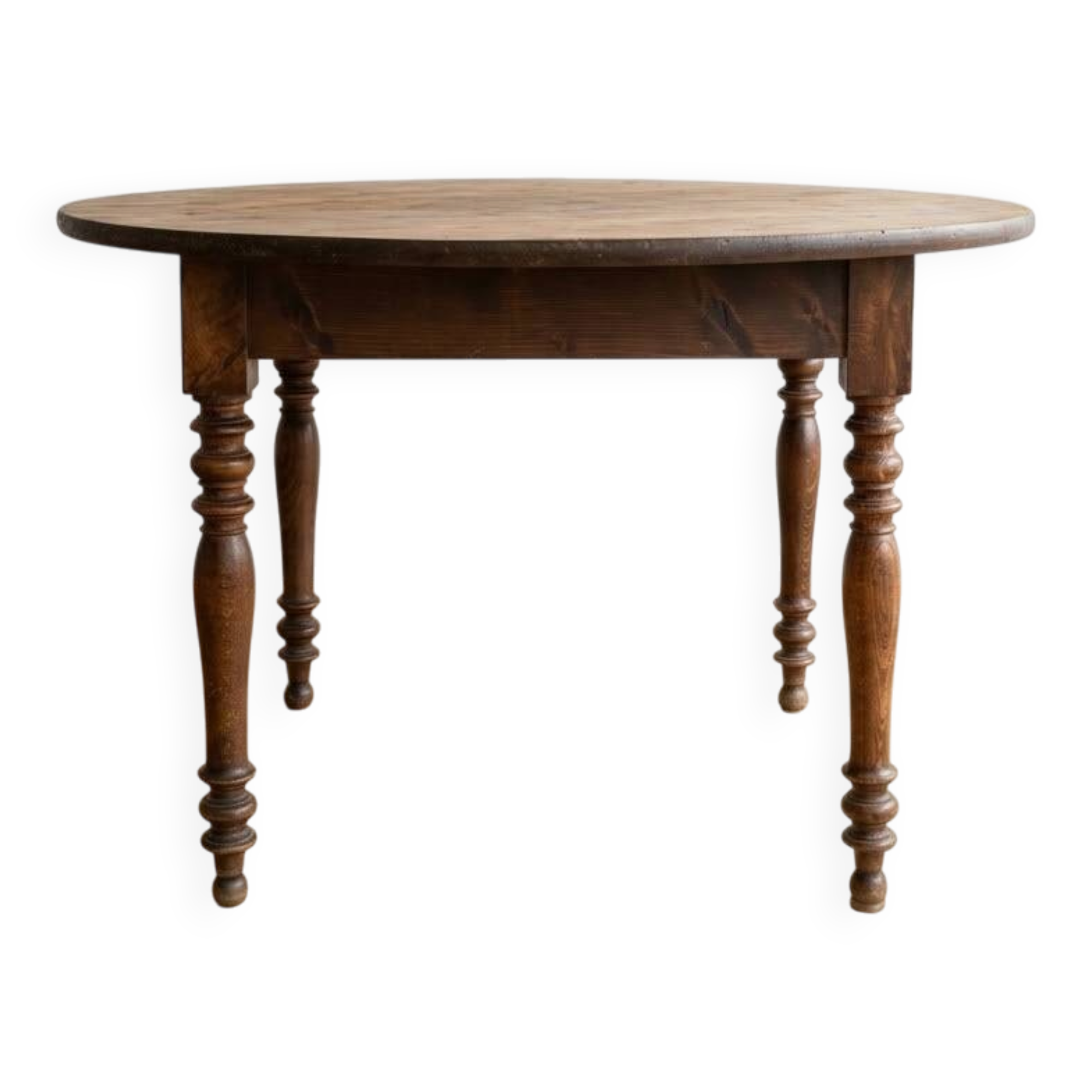 Table de salle à manger ronde rustique en bois massif