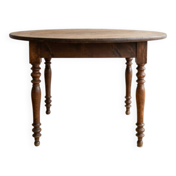 Table de salle à manger ronde rustique en bois massif
