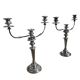Pair of convertible three-light candelabra in silver-plated metal.