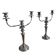 Pair of convertible three-light candelabra in silver-plated metal.