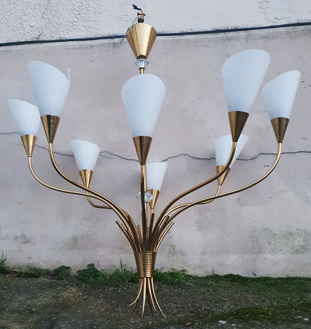 Hanging lamp and sonces "Arum" Arlus, Paris, 1957, modernist, creation Jean Royère