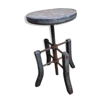 Tabouret d'artiste peintre montage à tige bois et metal