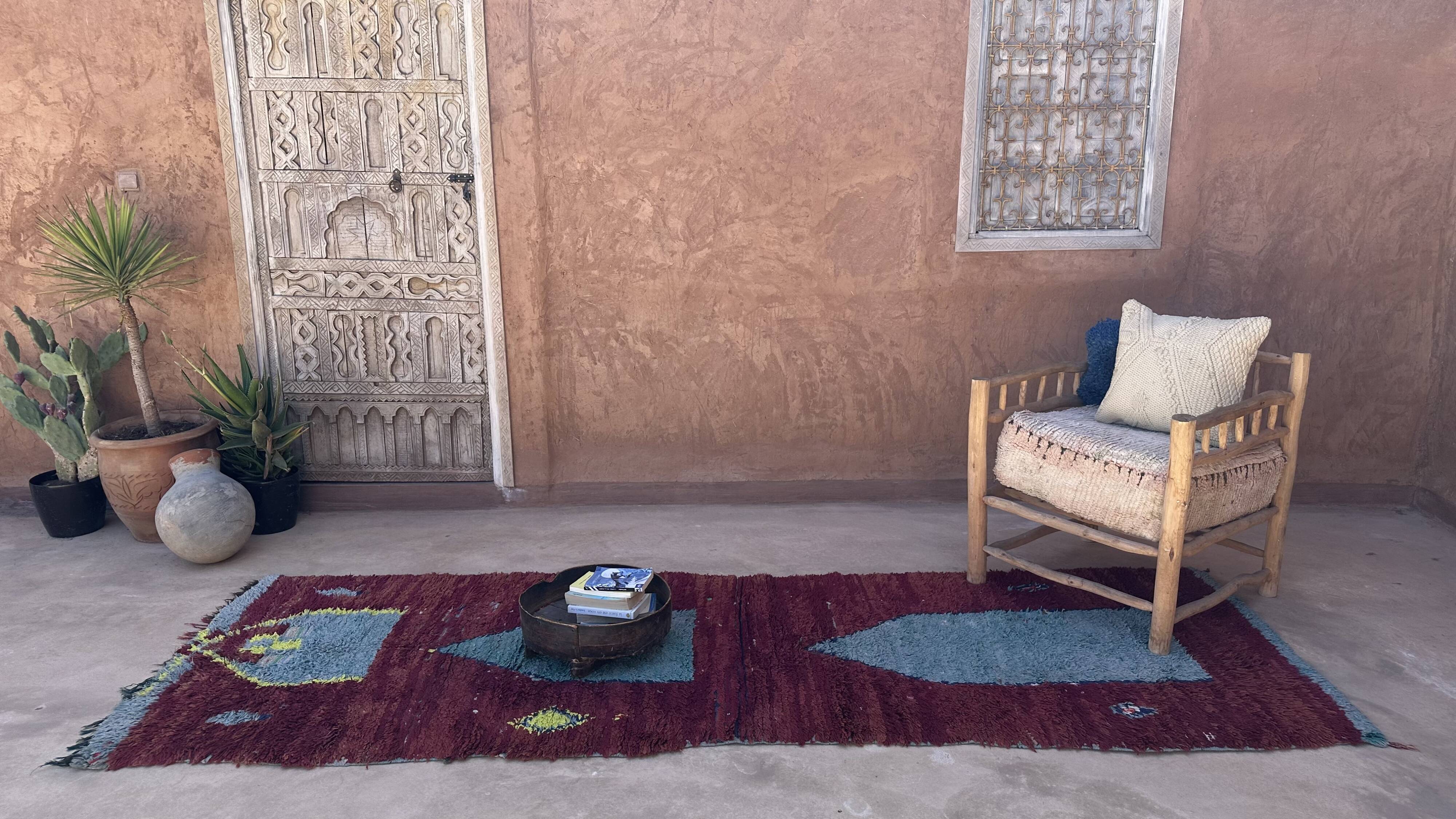 Red Boujad Moroccan rug - 110 x 323 cm