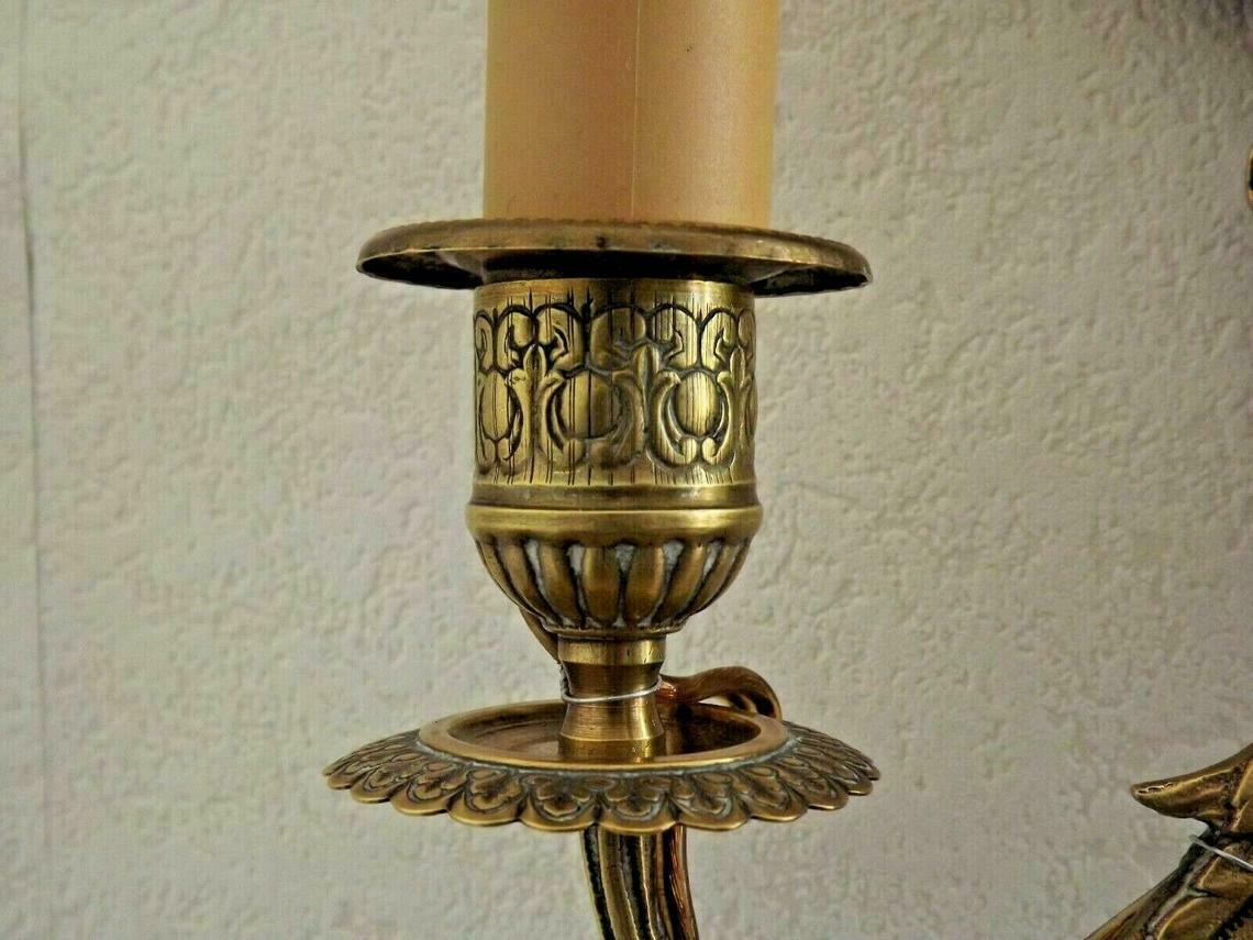 french antique Louis XlV bronze beveled mirror with 3 lights