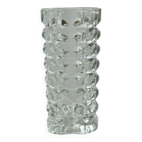 Rectangular crystal vase in thick glass, bouquet vase.