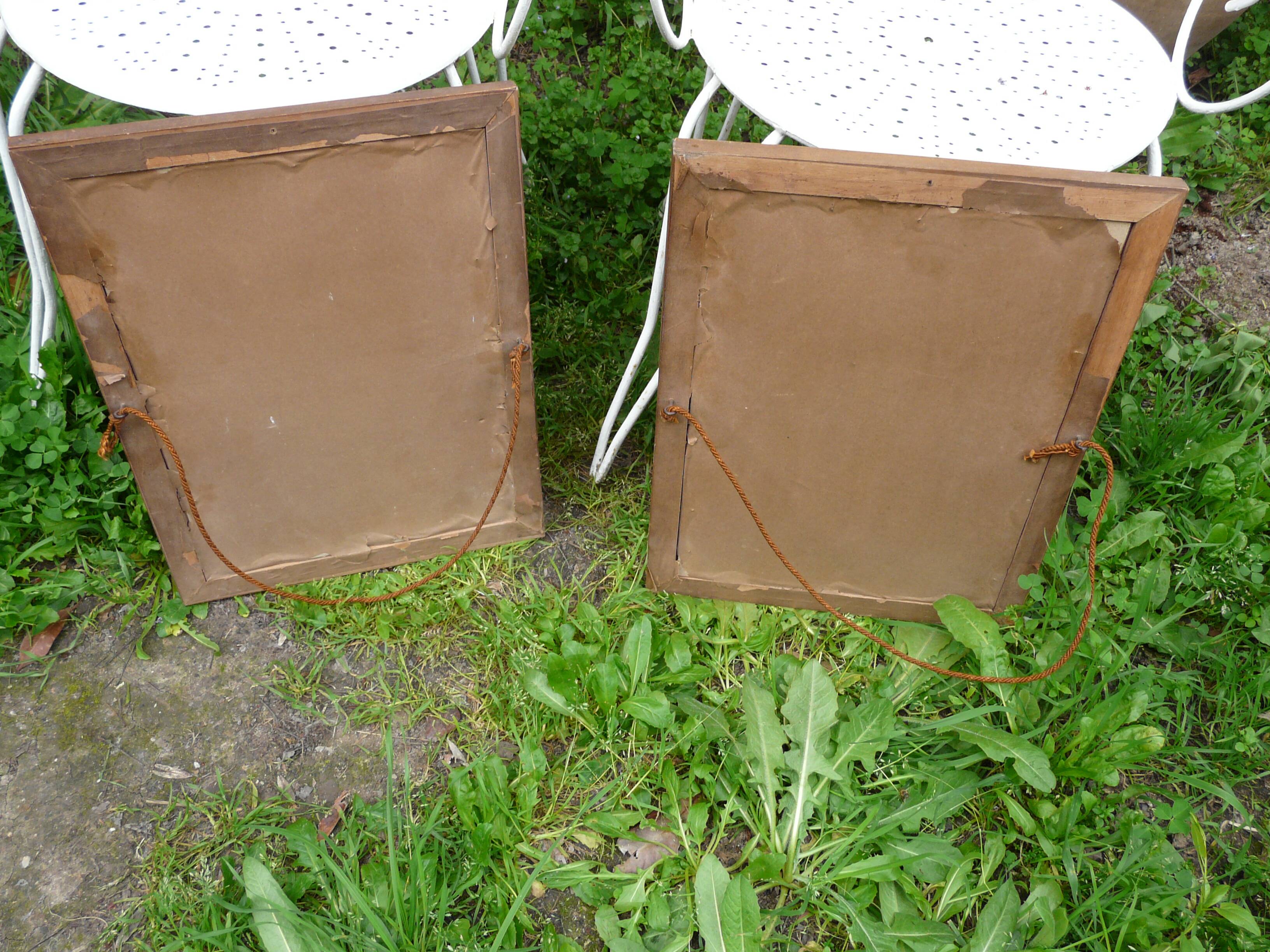 Pair of wooden frames with signed photos, 1923