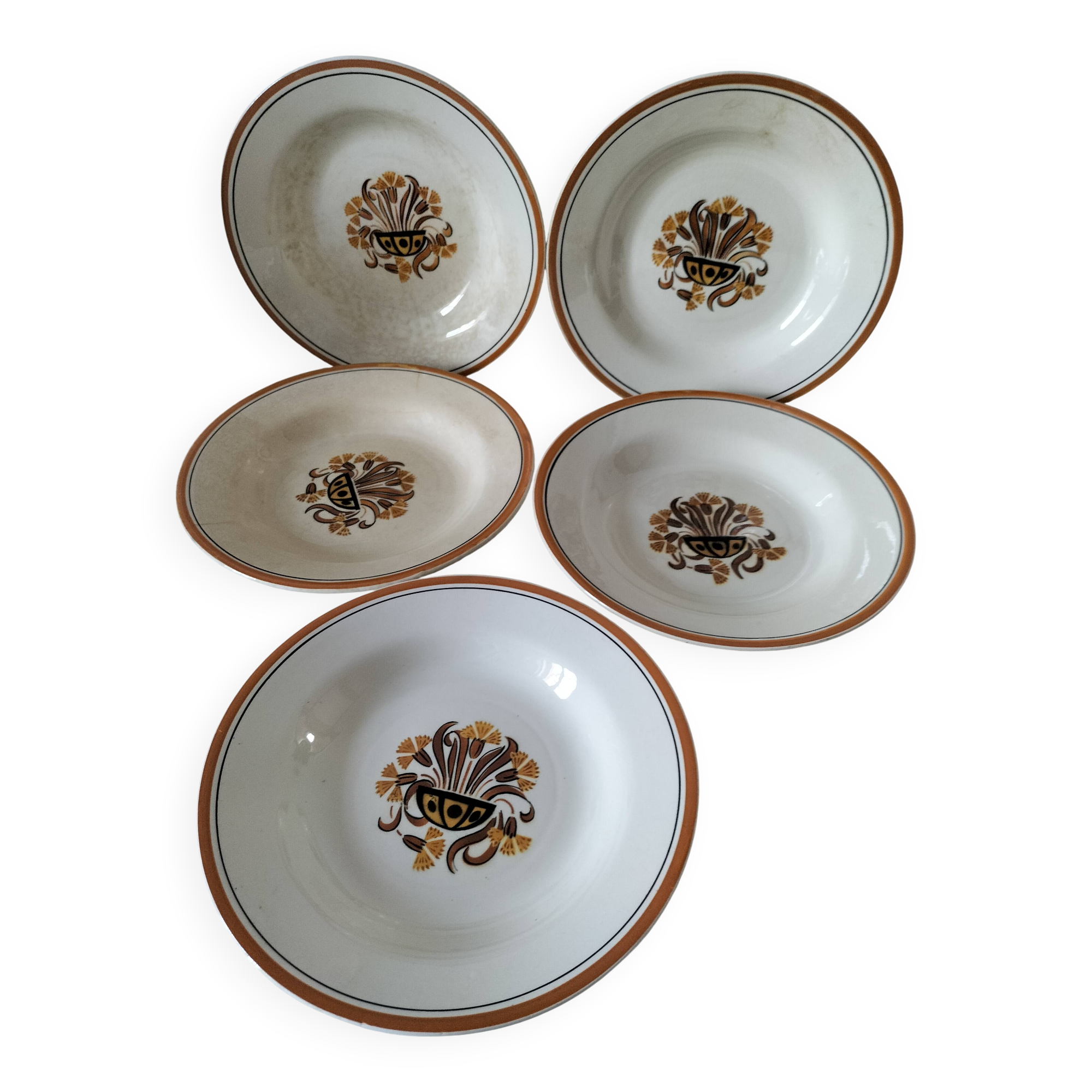 Set of 5 soup plates – Creil & Montereau – Œillet model