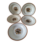 Set de 5 assiettes creuses – Creil & Montereau – Modèle Œillet